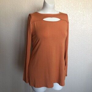 Soft Surroundings Cut Out Long Sleeve Tunic Knit Top Orange Size M $80 N047